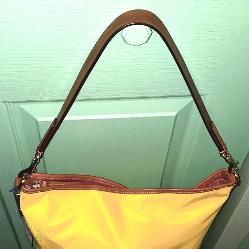 Dooney & Bourke Yellow Hobo with Brown Trim